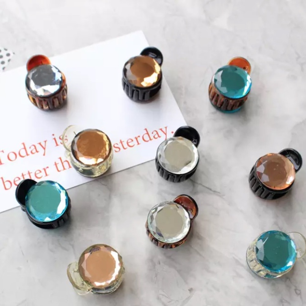 5 Piece Hair Claw Mirror Jewel Bling Clip Set